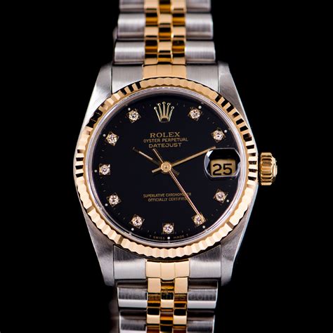 gold men's rolex oyster perpetual datejust|rolex 31mm datejust diamond bezel.